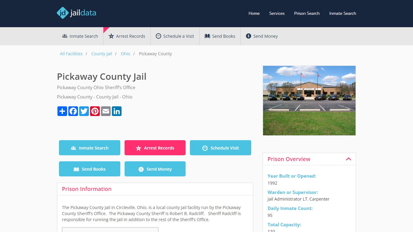 Pickaway County Jail: Active Inmates, Bail, Visitation, Commissary - Ohio